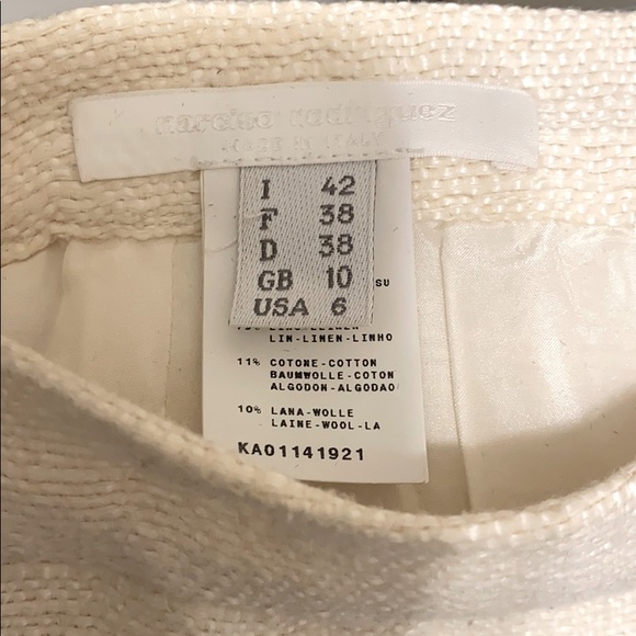 Narciso Rodriguez Cream Bouclé Linen Skirt - Picture 3 of 3